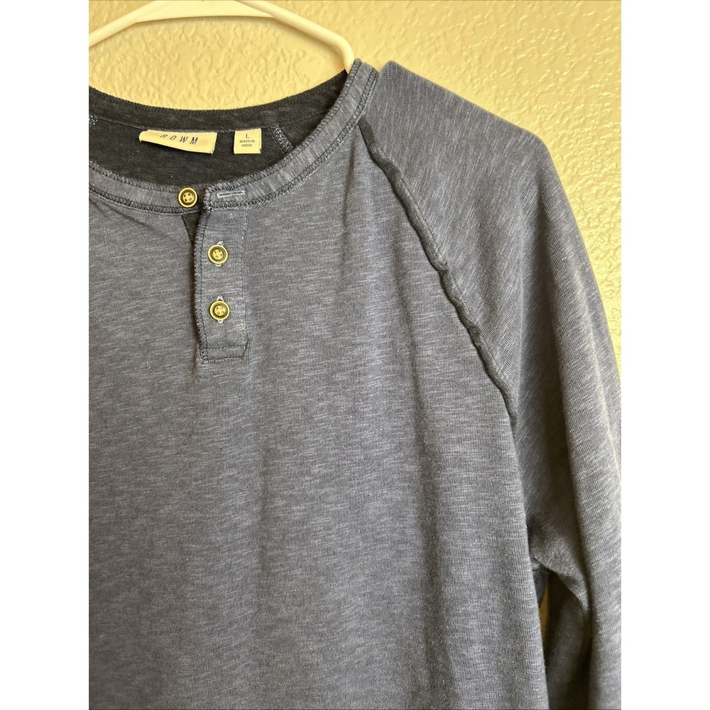 ROWM Men's Long Sleeve Shirt Blue Large Pullover Excellent condition - Picture 2 of 6